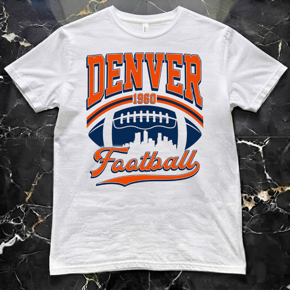Denver Football 1960 Skyline Football Vintage White T-Shirt